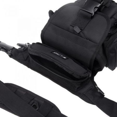 Multi-Purpose Fishing Tackle Bag Lure Leg Waist Pack Pole Package Messenger Bag Black