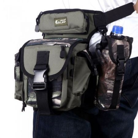 Multi-Purpose Fishing Tackle Bag Lure Leg Waist Pack Pole Package Messenger Bag Camouflage