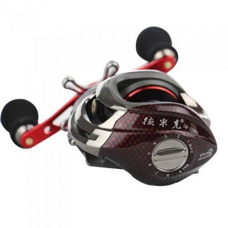 12BB 6.3:1 Right Hand Bait Casting Fishing Reel 10Ball Bearings + One-way Clutch High Speed Red