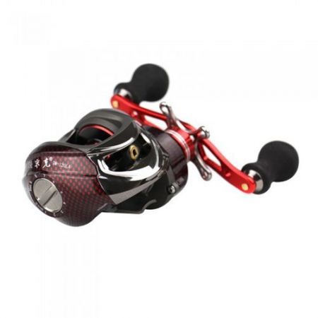 12BB 6.3:1 Left Hand Bait Casting Fishing Reel 10Ball Bearings + One-way Clutch High Speed Red