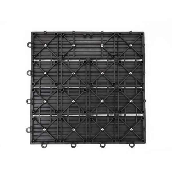 6 Pcs DIY Composite Decking Tiles 30x30cm Interlocking Deck Floor Outdoor Patio Garage Dark Grey