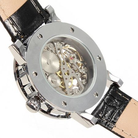 Fashion Punk Pierced Men Manual Mechanical Business Wrist Watch