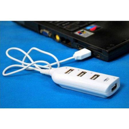 LUD High Speed 4 Port USB 2.0 Multi HUB Splitter PC Laptop Adapter White