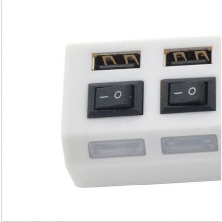 7 Ports USB Hub With ON/OFF Switch White