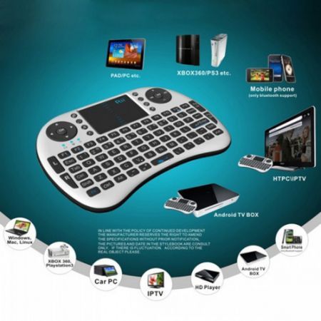 2.4G Rii Mini i8 Wireless Keyboard with Touchpad for PC Pad Andriod TV Box White