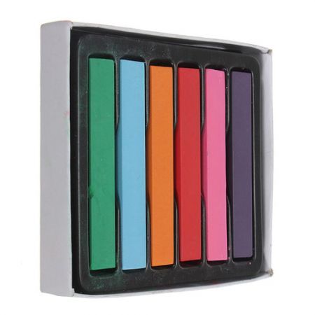 6pcs Non-toxic Temporary Pastel Square Hair Chalk