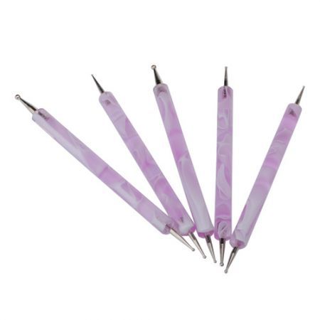 5X Nail Art Dotting Marbleizing Paint Dot Pen 2 Ways Purple