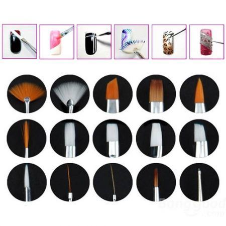 15 Nail Art Design Painting Draw Pen Polish Brush Set