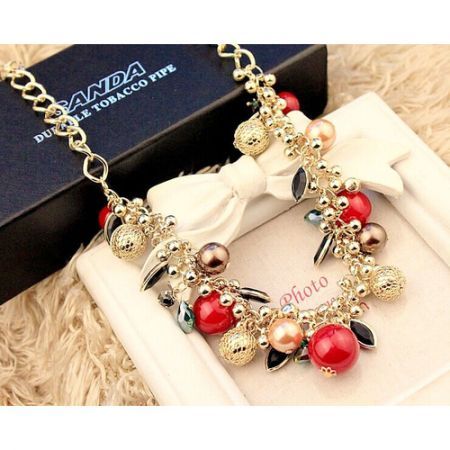 Lovely Colorful Pearl Gold Chain Necklace
