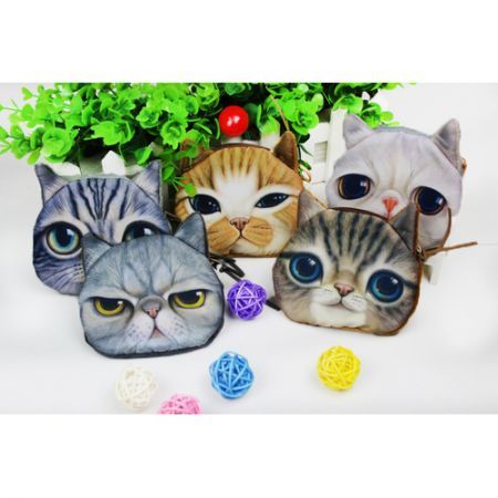 Cute Cat Face Zipper Mini Wallet 1#