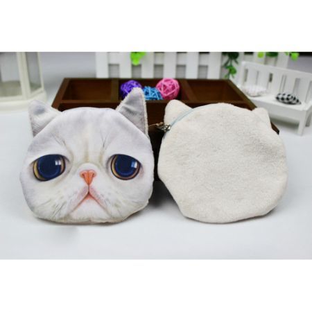 Cute Cat Face Zipper Mini Wallet 1#