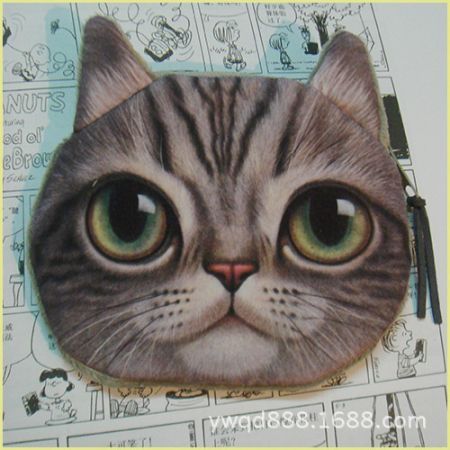 Cute Cat Face Zipper Mini Wallet 4#