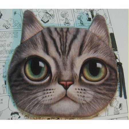 Cute Cat Face Zipper Mini Wallet 5#