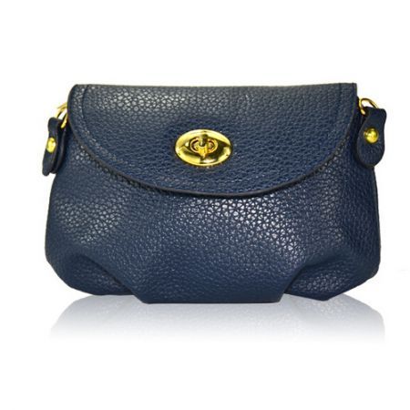 Women Leather Satchel Shoulder Handbag Dark Blue