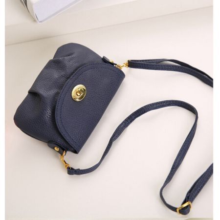 Women Leather Satchel Shoulder Handbag Dark Blue