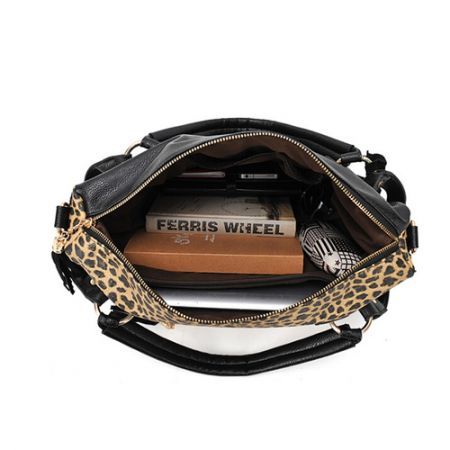 Large Leopard Print Sequin Paillette Women Lady tassels Handbag Shoulder Bag - Leopard grain