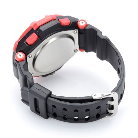 Digital Heart Rate Watch with Elastic Chest Belt - Black + Red