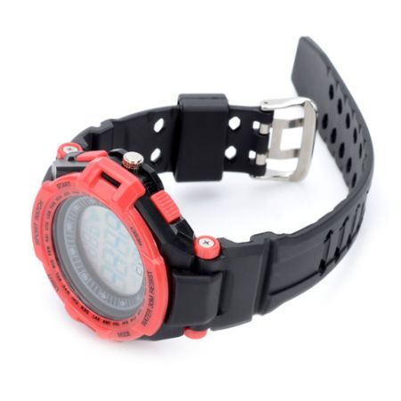 Digital Heart Rate Watch with Elastic Chest Belt - Black + Red