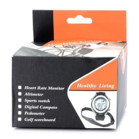 Digital Heart Rate Watch with Elastic Chest Belt - Black + Red