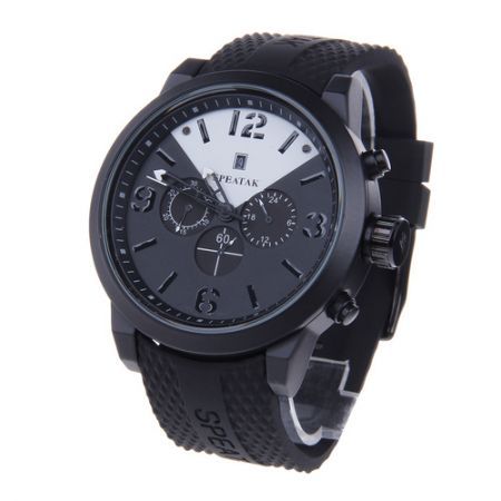 SPEATAK Men's Decorative 3-Dials Quartz Wrist Watch w/ Calender Display Black