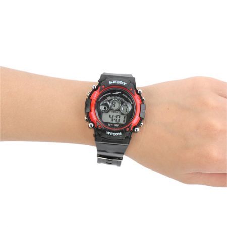 Multifunction Digital Sports Wrist Watch w / Luminous Hand - Black + Red