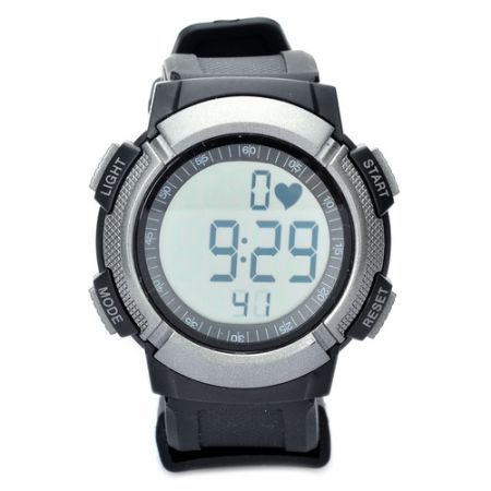 Sports Wireless Heart Rate Monitor Digital Watch - Black + Silver