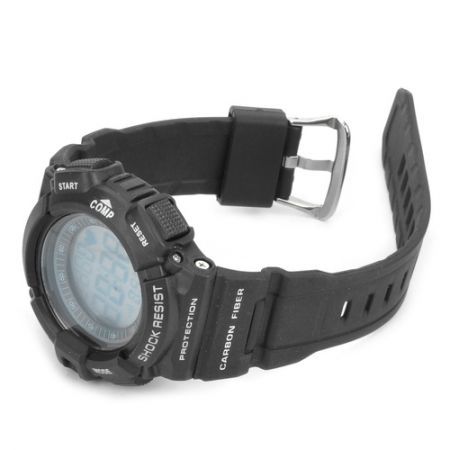 Multifunction Wireless Heart Rate Monitor Wrist Watch with Elastic Chest Belt Black