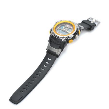 Sports Diving Dual Time Display Wrist Watch w/ Alarm Clock / Stopwatch - Black + Yellow