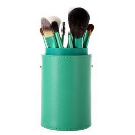 13pcs Professional Makeup Brush Set Cosmetic Brush Kit Makeup Tool with Cup Holder Case Green