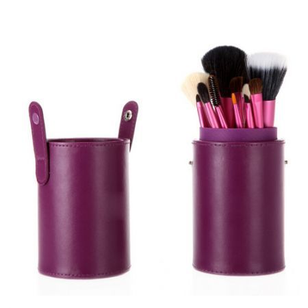 13pcs Professional Makeup Brush Set Cosmetic Brush Kit Makeup Tool with Cup Holder Case Purple