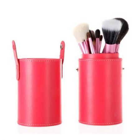 13pcs Professional Makeup Brush Set Cosmetic Brush Kit Makeup Tool with Cup Holder Case Pink