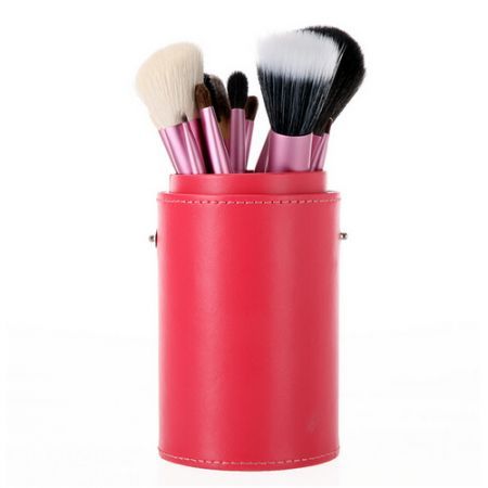 13pcs Professional Makeup Brush Set Cosmetic Brush Kit Makeup Tool with Cup Holder Case Pink