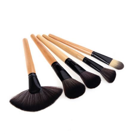 Wood 24Pcs Makeup Brushes Kit Professional Cosmetic Make Up Set + Pouch Bag Case Black