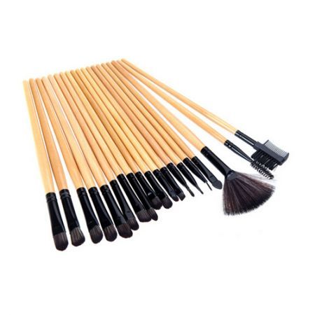 Wood 24Pcs Makeup Brushes Kit Professional Cosmetic Make Up Set + Pouch Bag Case Black