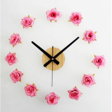 New DIY Wall Clock 12 Flowers Rose