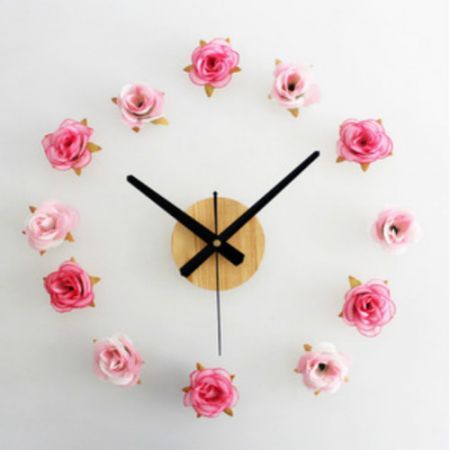 New DIY Wall Clock 12 Flowers Rose And Pink