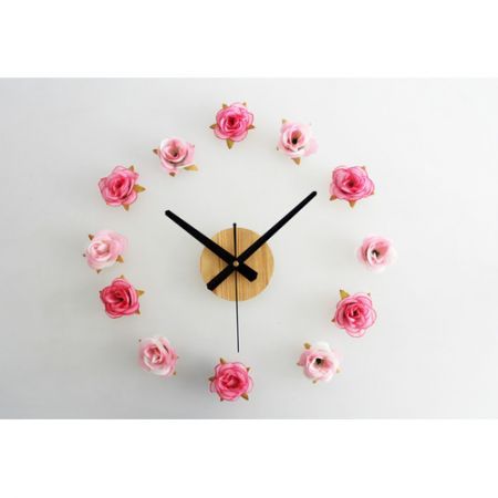 New DIY Wall Clock 12 Flowers Rose And Pink