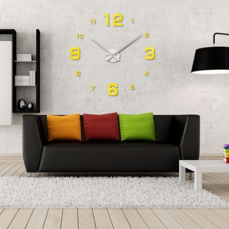 Simple Digits Wall Clock Sticker Set Creative DIY Mirror Effect Acrylic Glass Decal Home Removable Decoration Golden