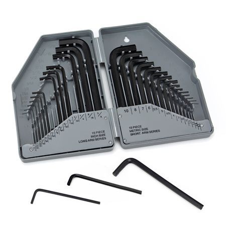 30PCS Metric & Imperial Combination Allen Hex Wrench Key Set Hand Tools