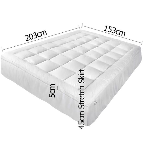 Giselle Queen Mattress Topper Pillowtop 1000GSM Microfibre Filling Protector