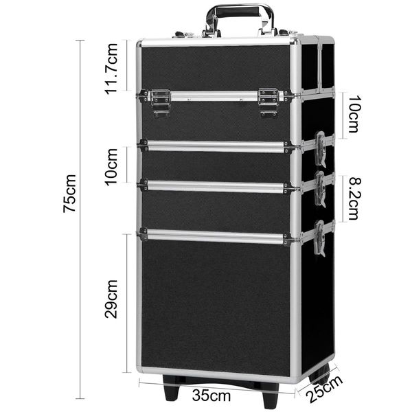 Embellir 7 in 1 Portable Cosmetic Beauty Makeup Trolley - Black