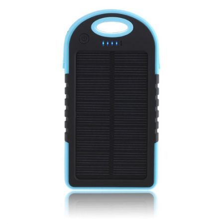 Power Bank 5000mAh Solar Charger Waterproof USB - Blue+Black