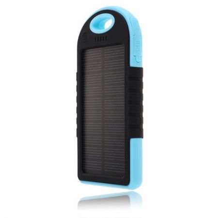 Power Bank 5000mAh Solar Charger Waterproof USB - Blue+Black