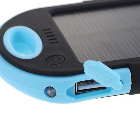 Power Bank 5000mAh Solar Charger Waterproof USB - Blue+Black