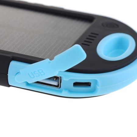 Power Bank 5000mAh Solar Charger Waterproof USB - Blue+Black