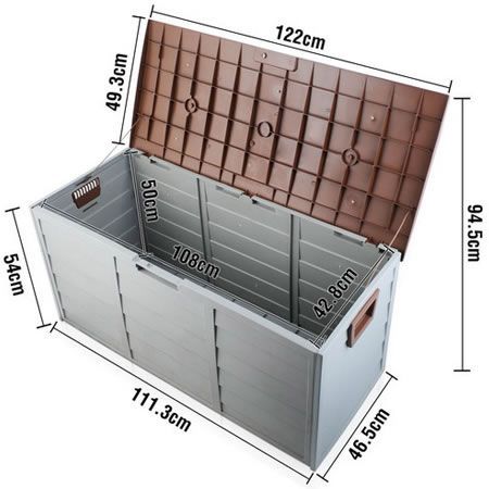 Gardeon Outdoor Storage Box 290L Lockable Organiser Garden Deck Shed Tool Brown