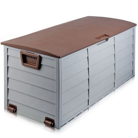 Gardeon Outdoor Storage Box 290L Lockable Organiser Garden Deck Shed Tool Brown