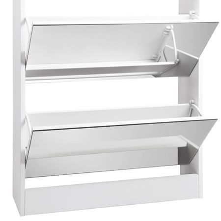 Artiss Shoe Rack Cabinet Mirror 25 Pairs White