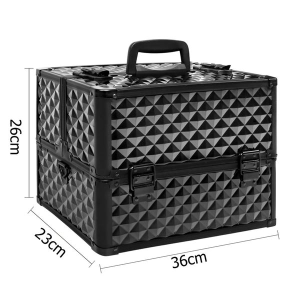 Portable Beauty Makeup Case Diamond - Black