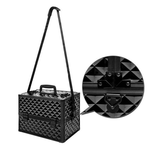 Portable Beauty Makeup Case Diamond - Black